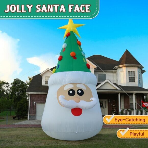 ⚡13FT Inflatable Christmas Tree with Santa Face Outdoor Decoration Party Decor - Picture 4 of 7